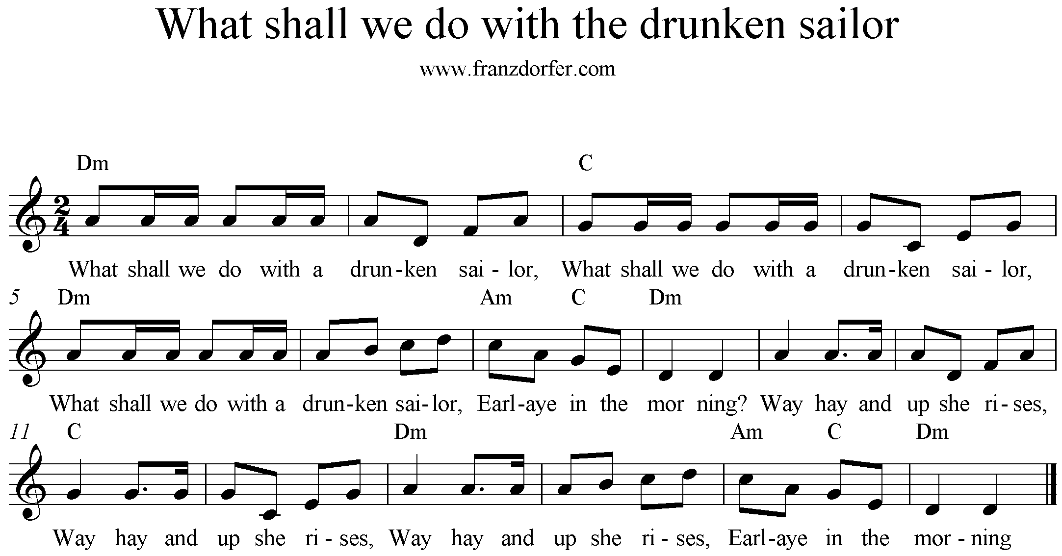 sheetmusic what shall we do with the drunken sailor Noten